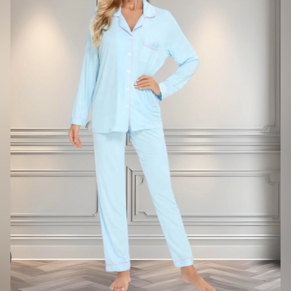 Blue + Pink Pajama Set - Size: Medium